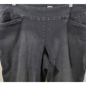 Westbound Woman Black "Faded" Pull On Jeans 14WR Lightweight Elastic Waist Soft